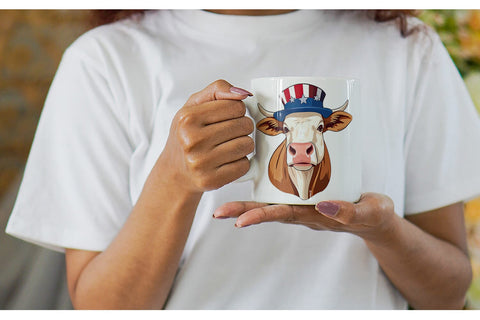 Mug Wrap Cow Patriotic Sublimation artnoy 