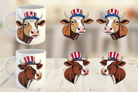 Mug Wrap Cow Patriotic Sublimation artnoy 