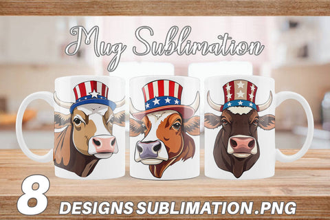 Mug Wrap Cow Patriotic Sublimation artnoy 