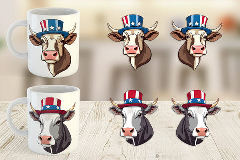 Mug Wrap Cow Patriotic Sublimation artnoy 
