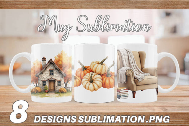 Mug Wrap Cozy Autumn Cottage Sublimation artnoy 