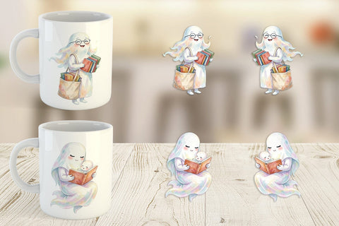 Mug Wrap Cozy Bookworm Mom Ghost Sublimation artnoy 
