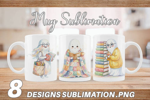 Mug Wrap Cozy Bookworm Mom Ghost Sublimation artnoy 