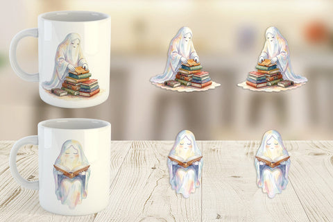 Mug Wrap Cozy Bookworm Mom Ghost Sublimation artnoy 