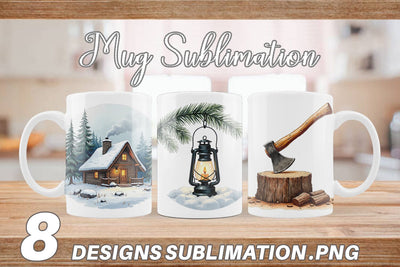 Mug Wrap Cozy Cabin and Winter Forest Sublimation artnoy 