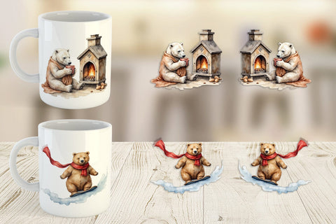 Mug Wrap Cozy Christmas Bears Sublimation artnoy 