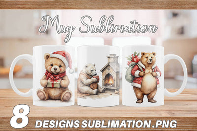 Mug Wrap Cozy Christmas Bears Sublimation artnoy 