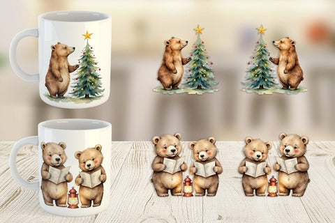 Mug Wrap Cozy Christmas Bears Sublimation artnoy 