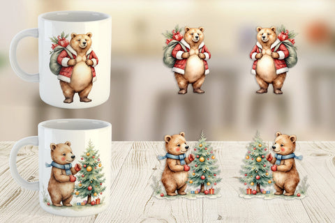 Mug Wrap Cozy Christmas Bears Sublimation artnoy 