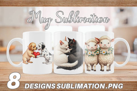 Mug Wrap Cozy Critters & Cuddles Watercolor Sublimation artnoy 