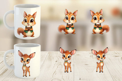 Mug Wrap Cozy Critters Watercolor Wonderland Sublimation artnoy 