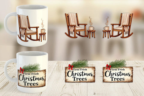 Mug Wrap Cozy Farmhouse Christmas Decor Watercolor Sublimation artnoy 