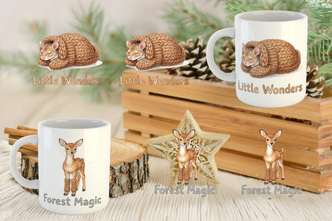 Mug Wrap Cozy Knitwear Woodland Friends Watercolor Sublimation artnoy 
