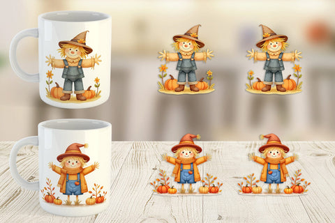 Mug Wrap Cozy Little Scarecrows Sublimation artnoy 