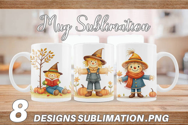 Mug Wrap Cozy Little Scarecrows Sublimation artnoy 