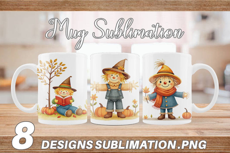 Mug Wrap Cozy Little Scarecrows Sublimation artnoy 