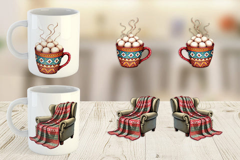 Mug Wrap Cozy Retro Christmas Sublimation artnoy 