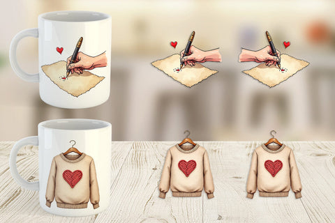Mug Wrap Cozy Valentine Moments Watercolor Illustrations Sublimation artnoy 