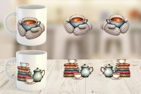 Mug Wrap Cozy Winter Cafe Watercolor Sublimation artnoy 