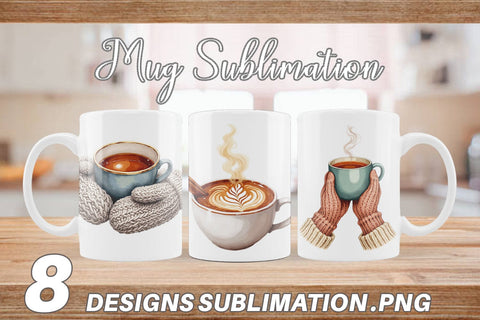 Mug Wrap Cozy Winter Cafe Watercolor Sublimation artnoy 