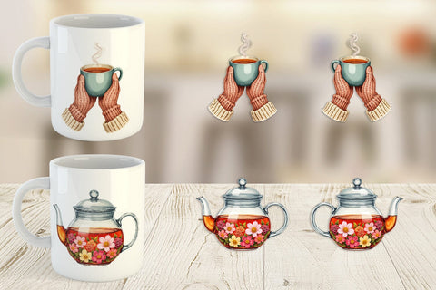 Mug Wrap Cozy Winter Cafe Watercolor Sublimation artnoy 