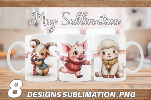 Mug Wrap Cozy Winter Farm Friends Watercolor Sublimation artnoy 