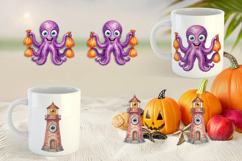 Mug Wrap Creepy Coastal Summerween Sublimation artnoy 