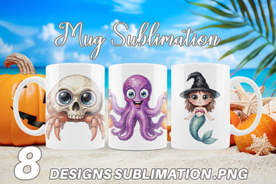 Mug Wrap Creepy Coastal Summerween Sublimation artnoy 