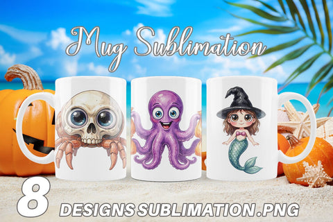 Mug Wrap Creepy Coastal Summerween Sublimation artnoy 