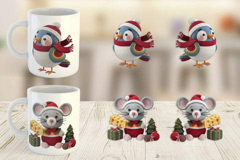 Mug Wrap Crochet Christmas Sublimation artnoy 