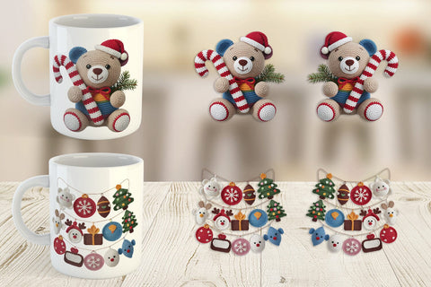 Mug Wrap Crochet Christmas Sublimation artnoy 