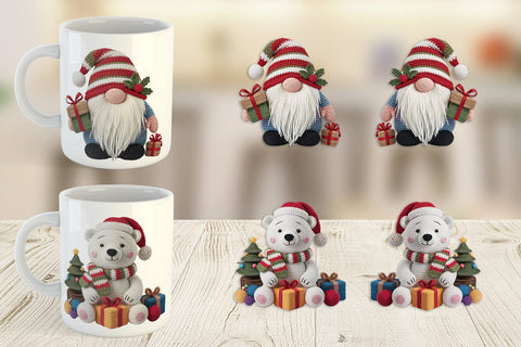 Mug Wrap Crochet Christmas Sublimation artnoy 
