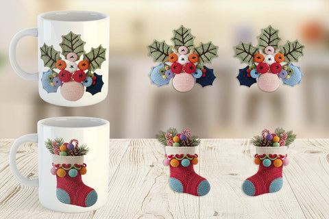 Mug Wrap Crochet Christmas Sublimation artnoy 