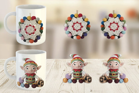 Mug Wrap Crochet Christmas Sublimation artnoy 