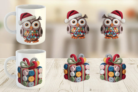 Mug Wrap Crochet Christmas Sublimation artnoy 