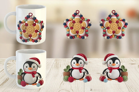 Mug Wrap Crochet Christmas Sublimation artnoy 
