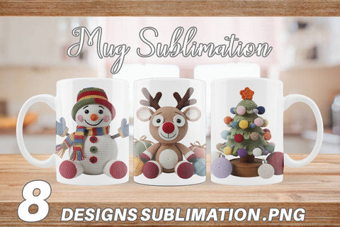 Mug Wrap Crochet Christmas Sublimation artnoy 