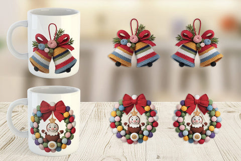 Mug Wrap Crochet Christmas Sublimation artnoy 