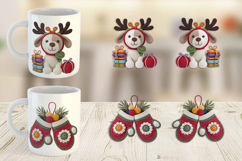 Mug Wrap Crochet Christmas Sublimation artnoy 