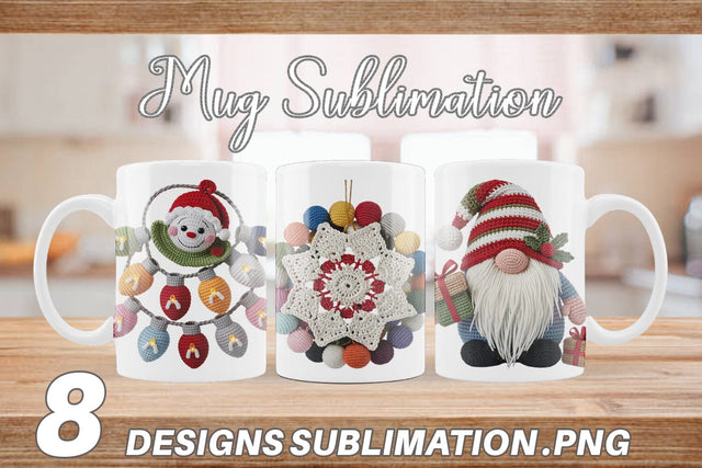 Mug Wrap Crochet Christmas Sublimation artnoy 