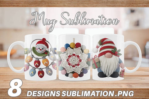 Mug Wrap Crochet Christmas Sublimation artnoy 