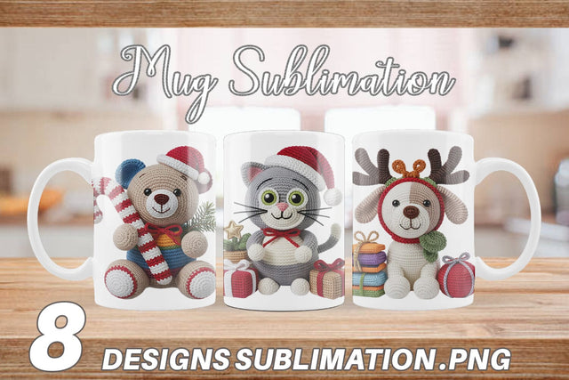 Mug Wrap Crochet Christmas Sublimation artnoy 