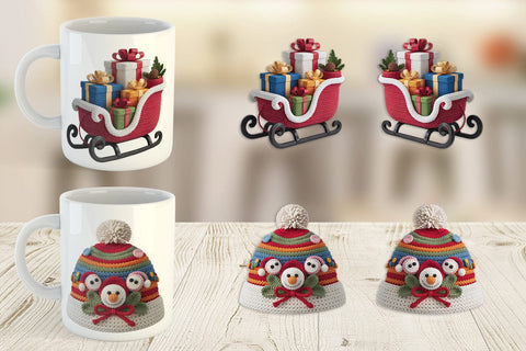 Mug Wrap Crochet Christmas Sublimation artnoy 