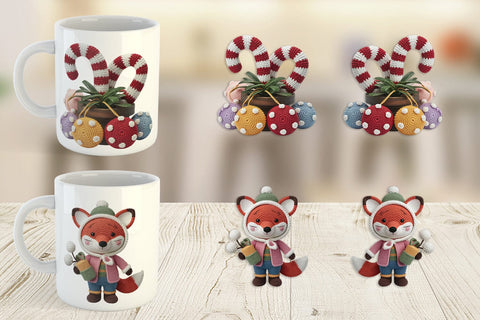 Mug Wrap Crochet Christmas Sublimation artnoy 