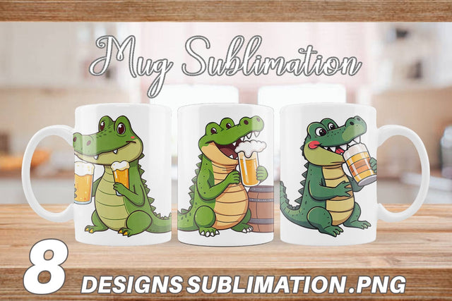 Mug Wrap Crocodile Beer Day Sublimation artnoy 