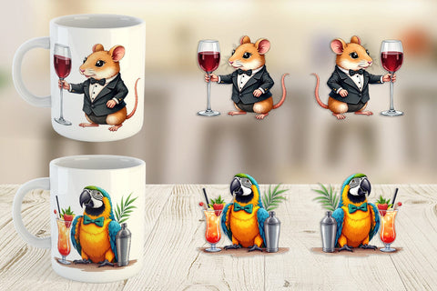 Mug Wrap Culinary Cuties Professional Animal Chefs Sublimation artnoy 