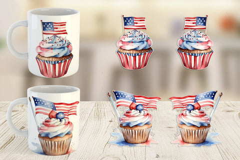 Mug Wrap Cupcake 4th of July Sublimation artnoy 