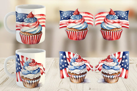 Mug Wrap Cupcake 4th of July Sublimation artnoy 