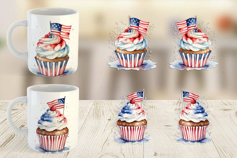 Mug Wrap Cupcake 4th of July Sublimation artnoy 