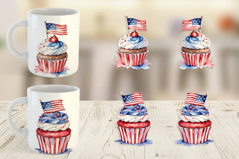 Mug Wrap Cupcake 4th of July Sublimation artnoy 
